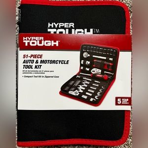 BRAND NEW HYPER TOUGH 51-PIECE AUTO & MOTORCYCLE TOOL SET with Organizer Box